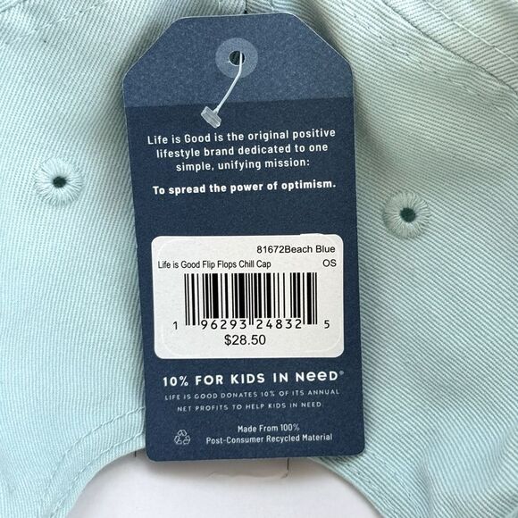 Life is Good Flip Flops Beach Blue 6 Panel Cap Unisex OSFM NWT - Picture 6 of 6